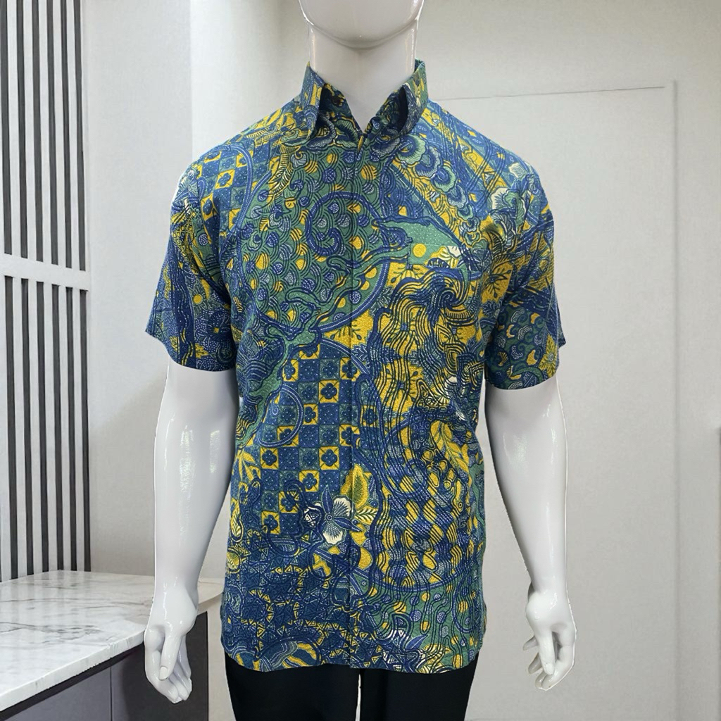 kemeja batik pria lengan pendek bahan doby premium batikkalaindonesia