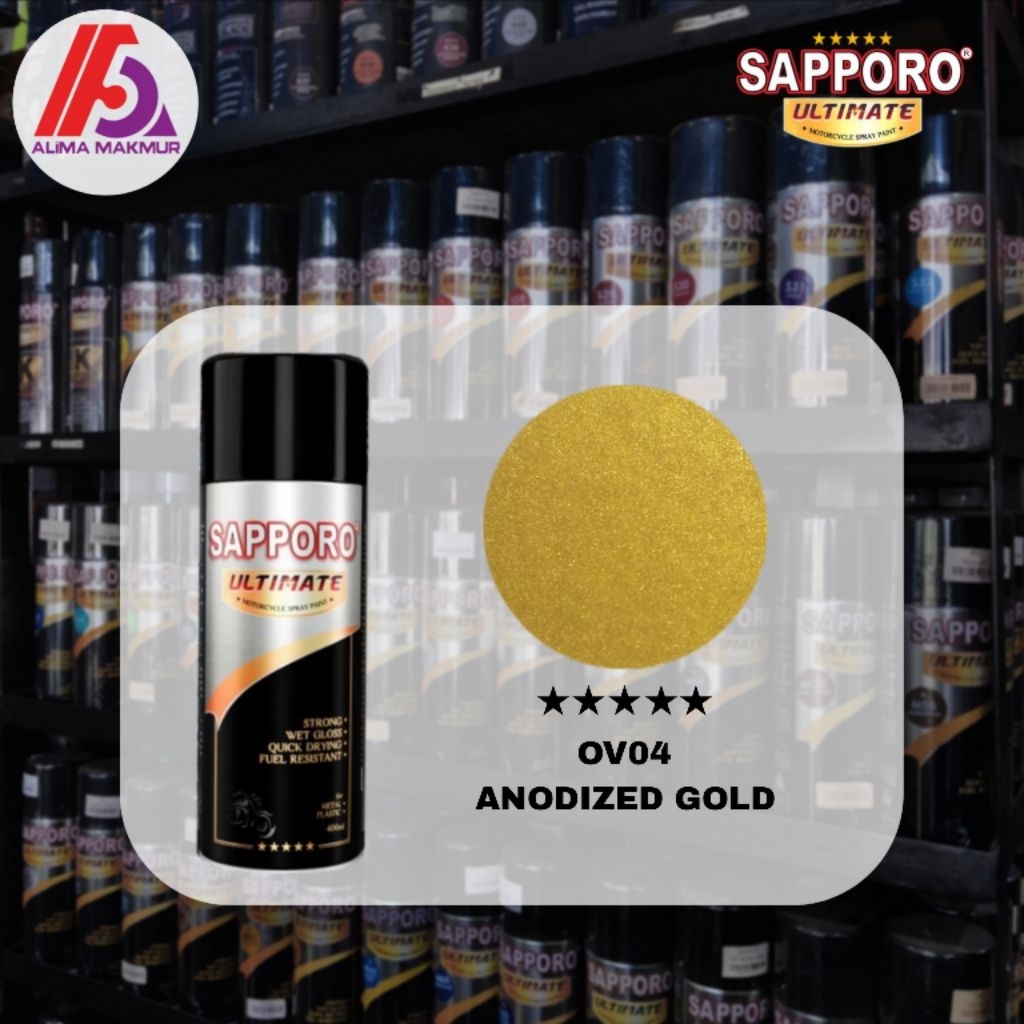 Sapporo Ultimate OV04 Anodized Gold 400ml / Pilok Sapporo / Pilok Velg / Cat Semprot Velg Cat Motor 