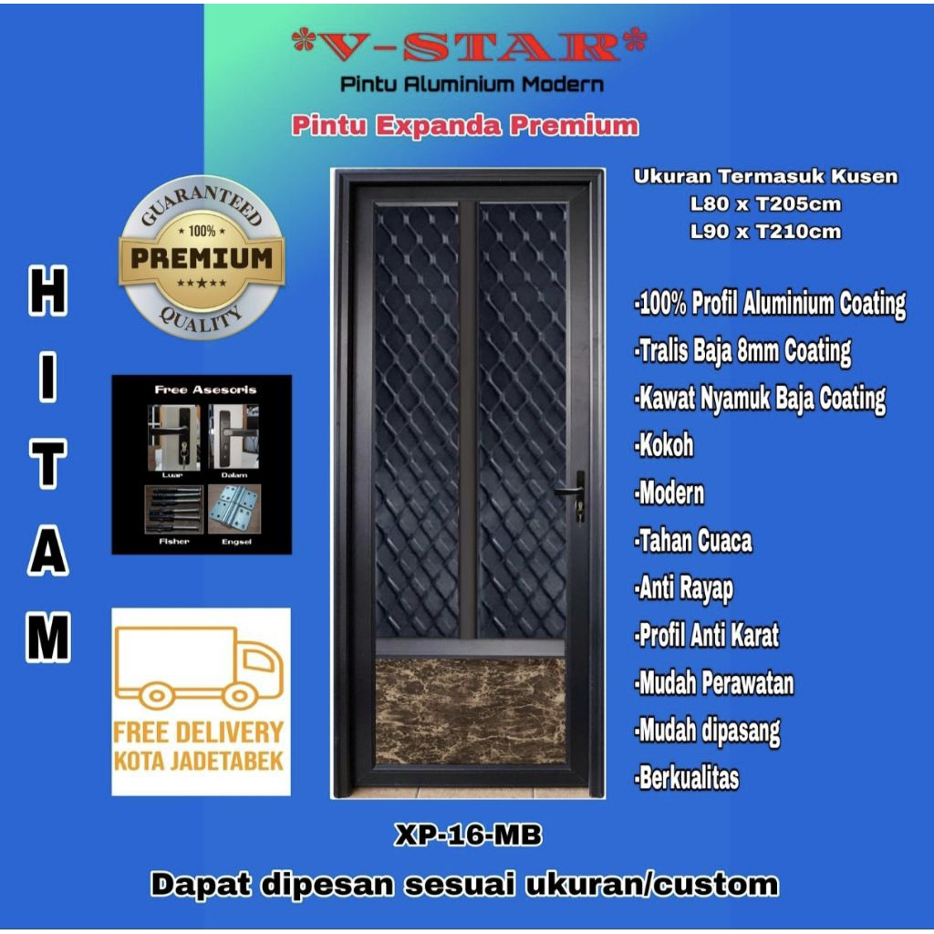 Pintu Tralis Anti Nyamuk Aluminium Expanda Premium XP16MB