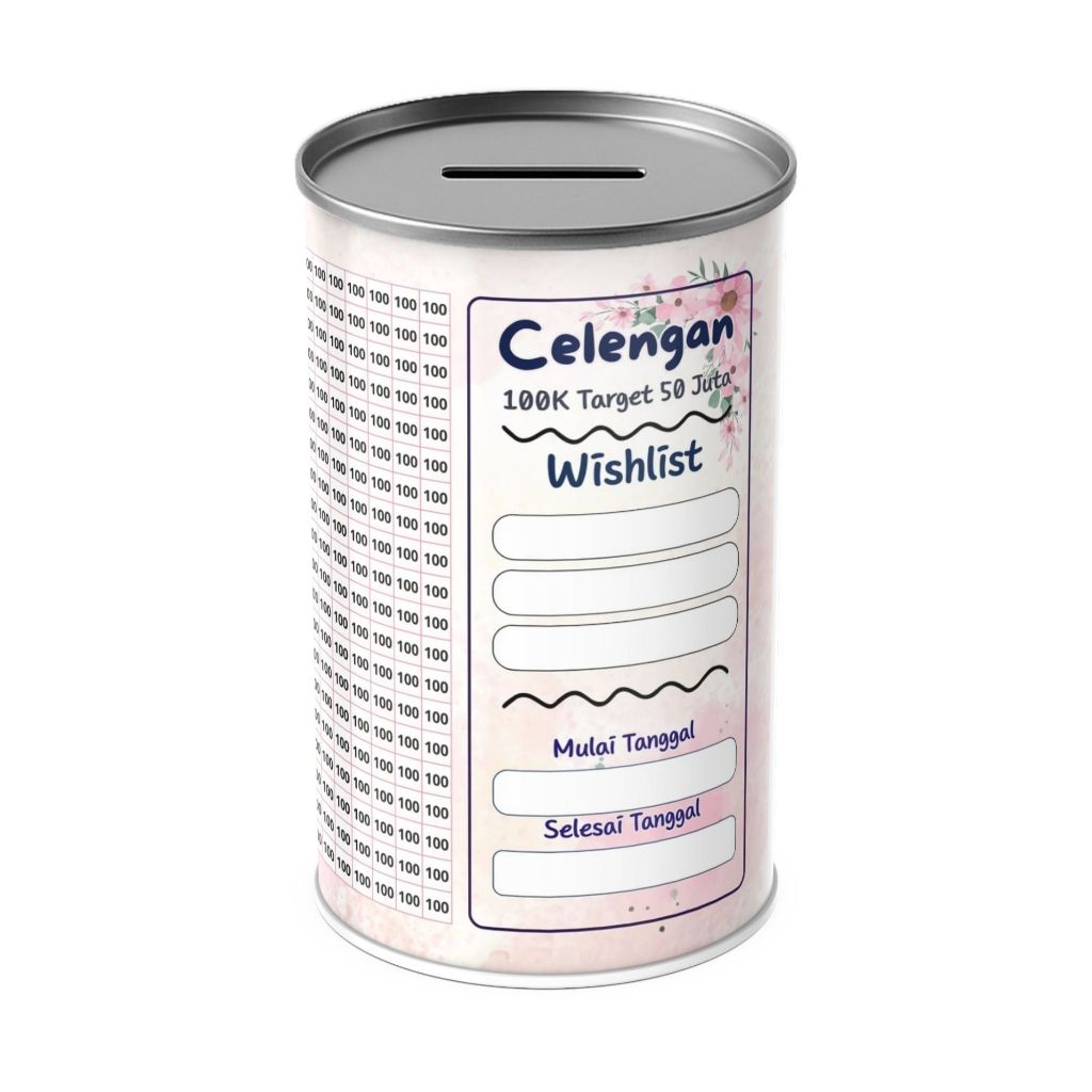 Celengan Target JUMBO 100K Target 50 Juta – Diameter 10cm Tinggi 20cm | Nabung Lebih Semangat