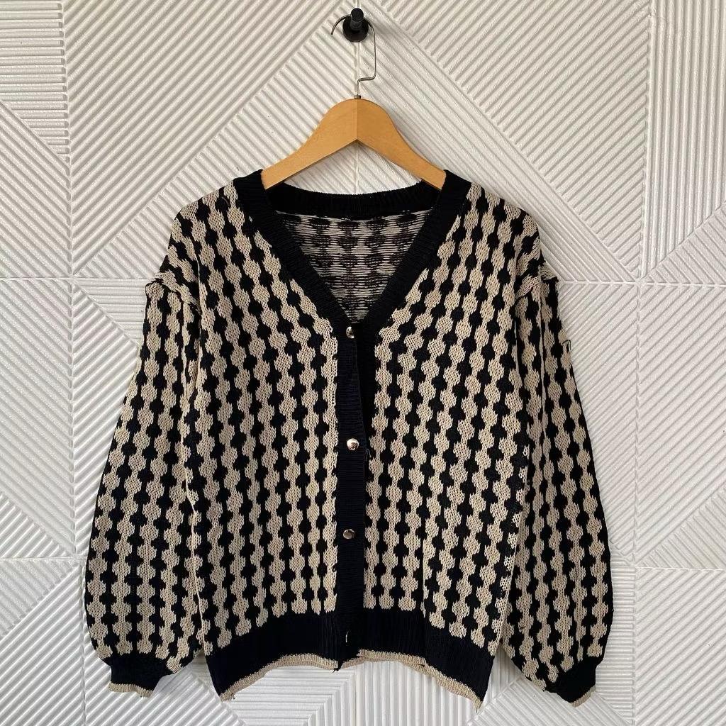 Shabhira - Cardigan Kancing Rajut Motif Boba Lengan Panjang Wanita/Pakaian Rajut Premium Vneck 1-6v
