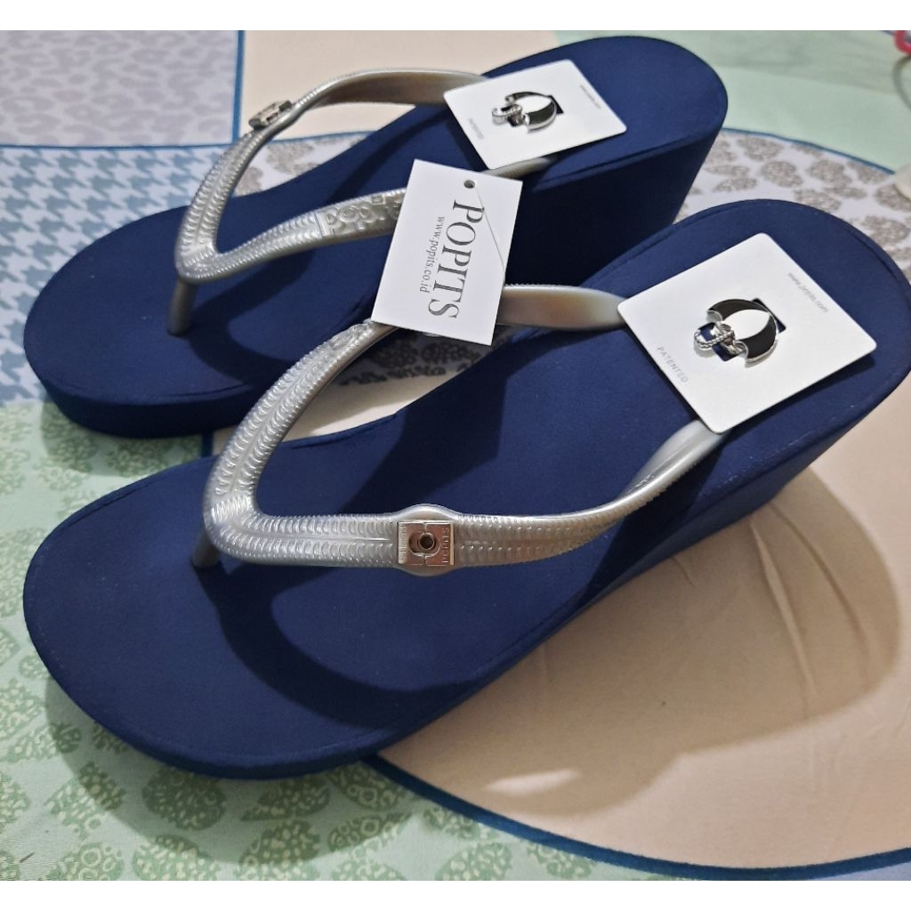 ORI No Second (FREE 2charm/mainan) Popits Wedgess 7cm Sandal Wanita