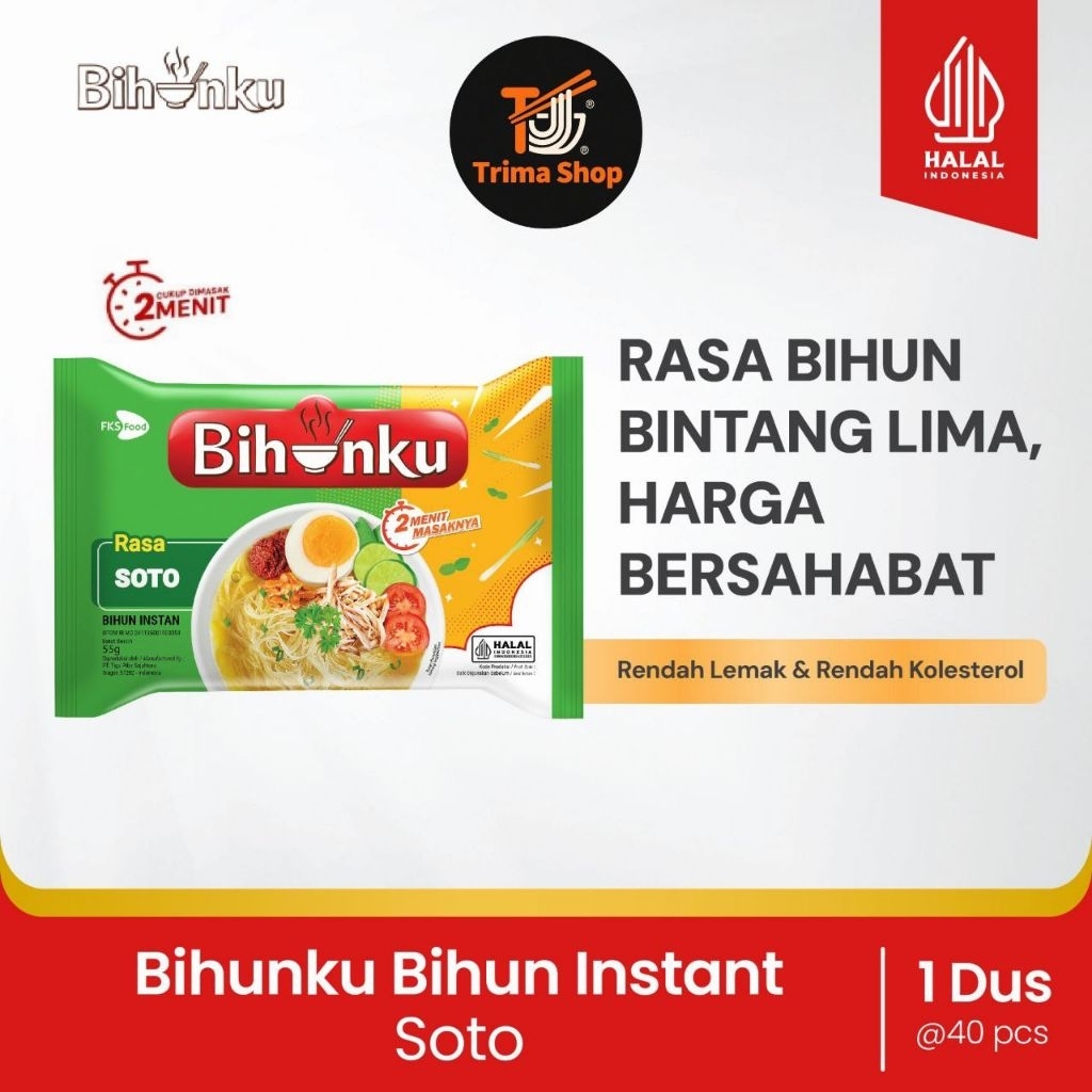 

Bihunku Instan - Soto - 1 karton - 40 Pcs - 55gr
