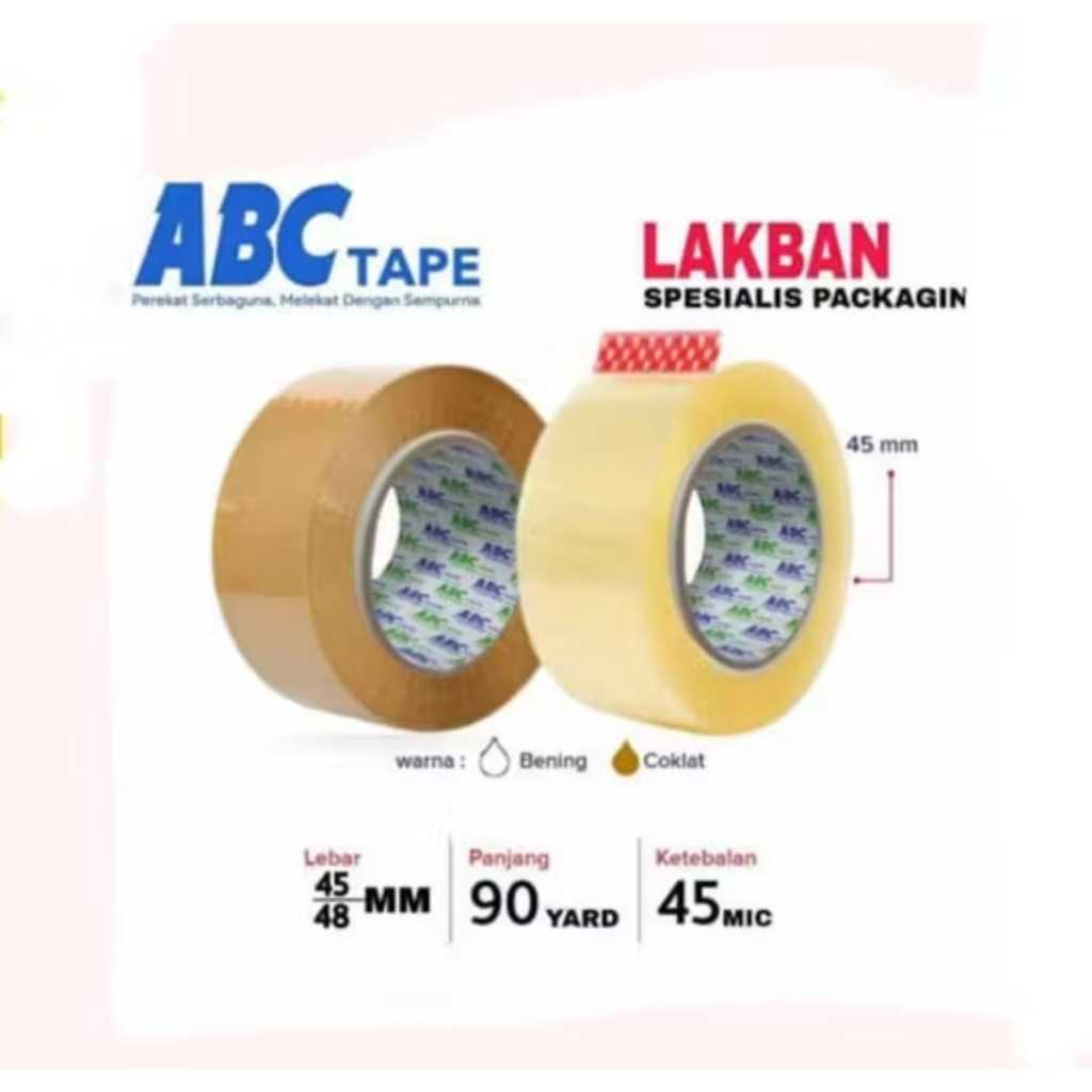 

(6 ROL) ABC TAPE LAKBAN BENING DAN COKLAT UKURAN ASLI 90 YARD