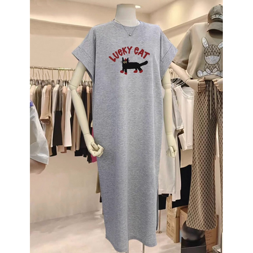 dress wanita maxi import bahan kaos katun adem