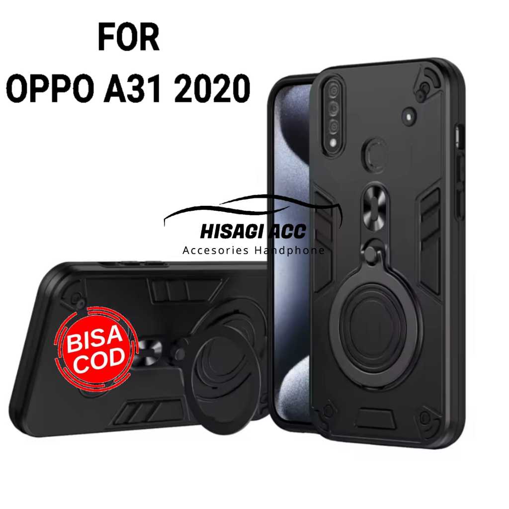 CASING HP UNTUK OPPO A31 2020 CASE ROBOT HIT EYE RING PROTEKSI CAMERA CASING STANDING NEW COVER