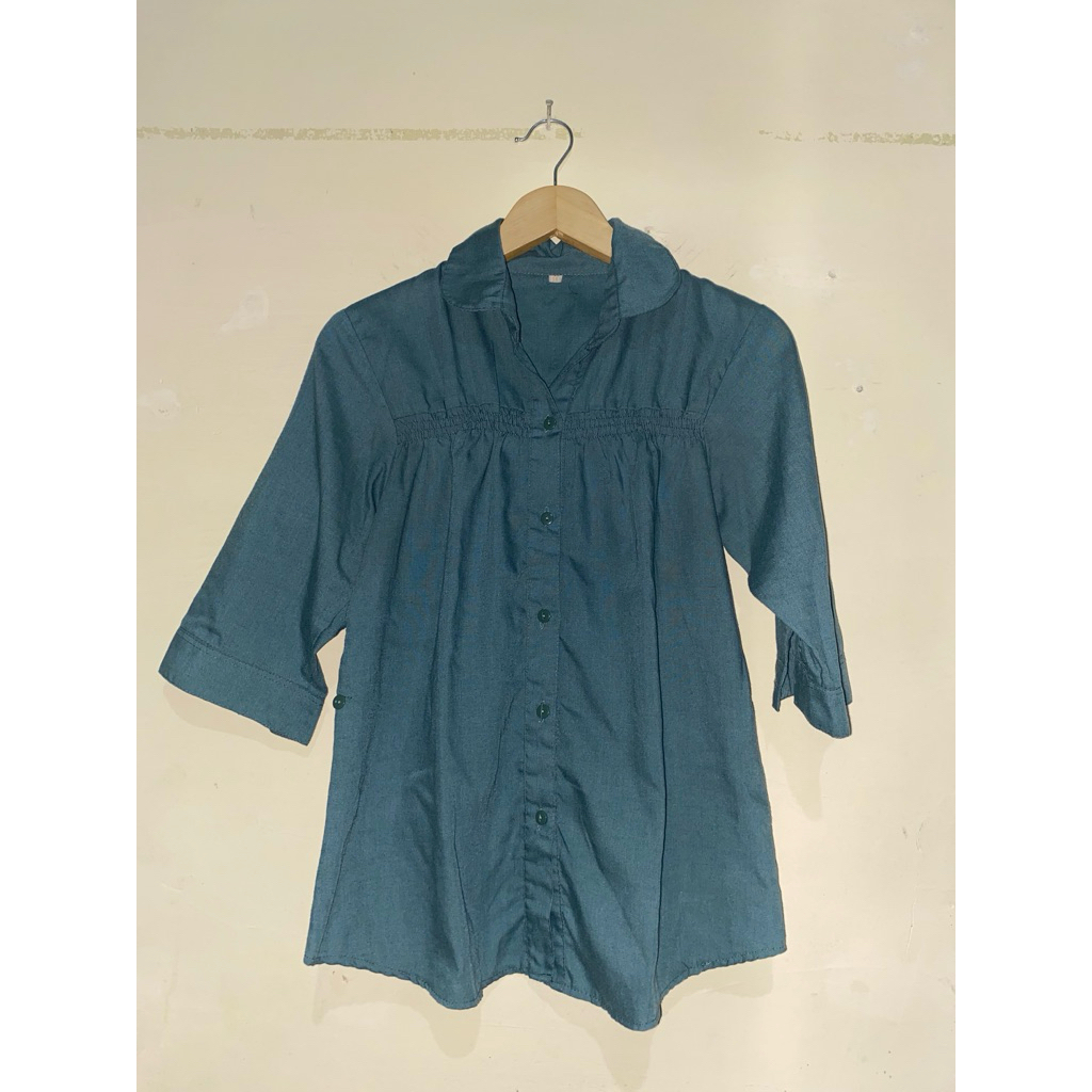 Kemeja 3/4 biru tosca (preloved)