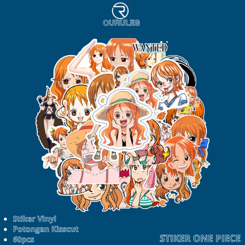 

OURULES - 60 Pcs Stiker Pack Anime One Piece NAMI Hypebeast Aesthetic 004 VinyL Glossy Waterproof