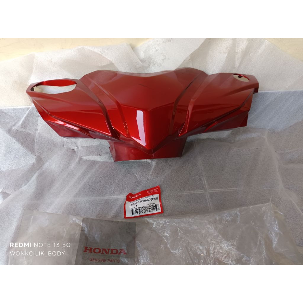 53205-K25-600CSR cover handle batok depan honda beat fi stater halus merah maroon original ORI HONDA