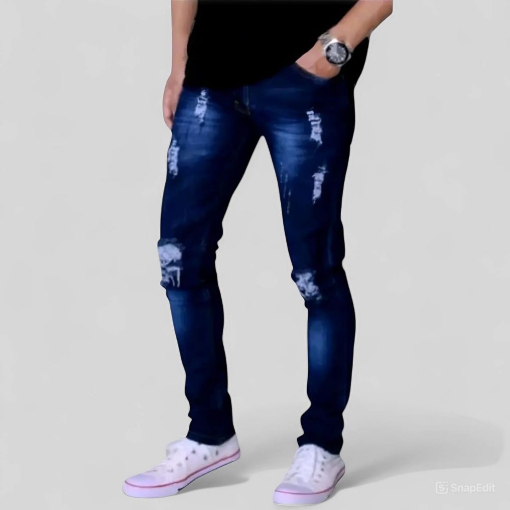 Celana Panjang Sobek Riped Distro/ Jeans Sobek Panjang Pria/Celana Sobek Fashion Pria Gaul