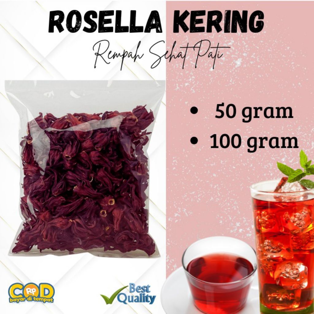 Bunga Rosella Merah Kering 100 gram & 50 gram - Rosella Kering