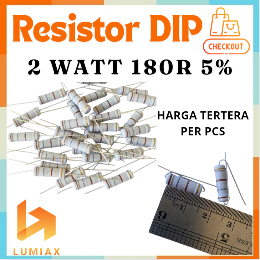 R resistor 2w 2Watt 180R 180 Ohm 180R 180Ohm 2 watt toleransi 5% 180R