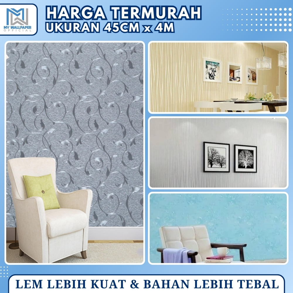 Wallpaper Dinding Motif Emboss Garis Silver Wallpaper Embos Dinding Ruangan Aesthetic UK 4Mx45CM