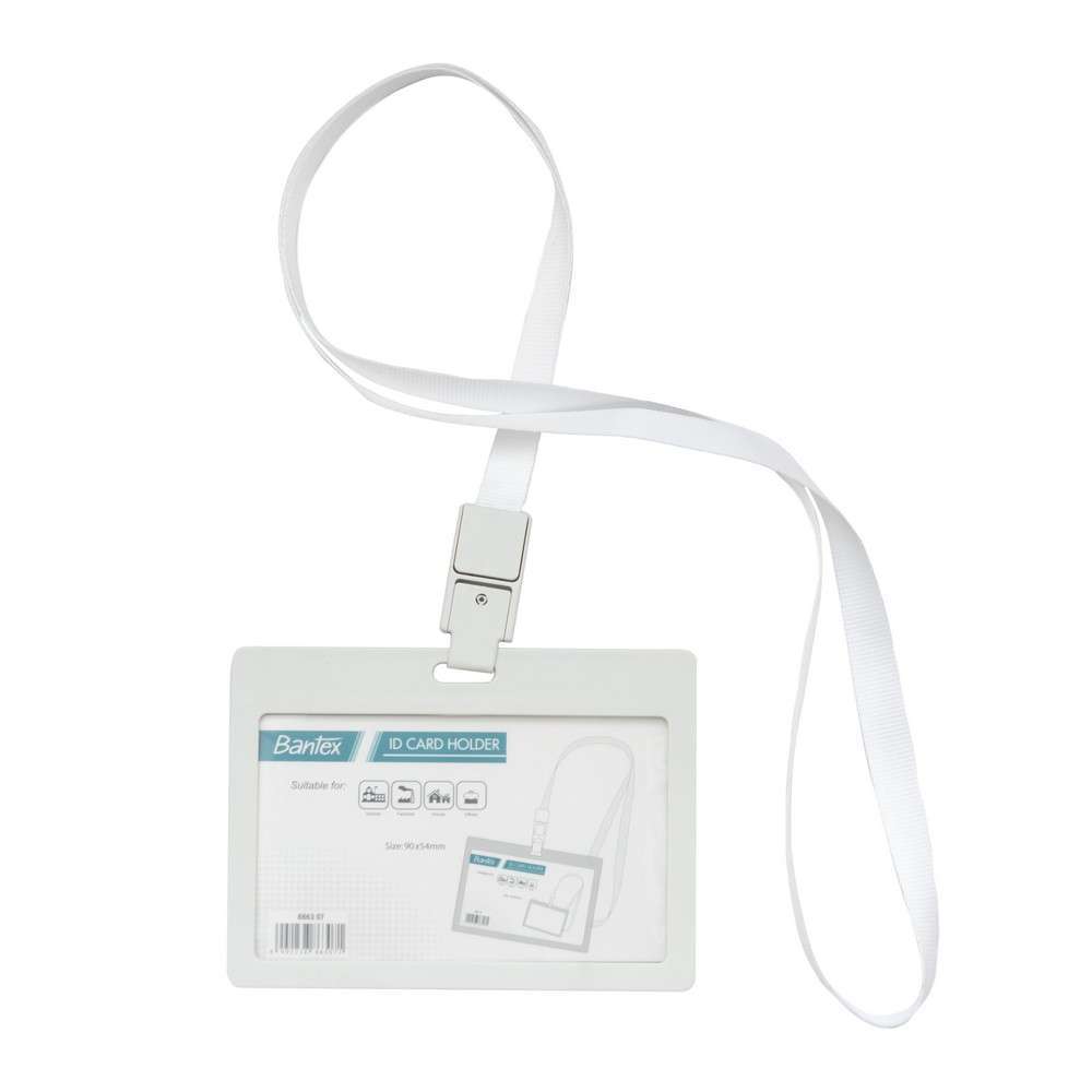 

Bantex ID Card Holder Larnyard Landscape White 8863 07 / Id Card Holder Landscape