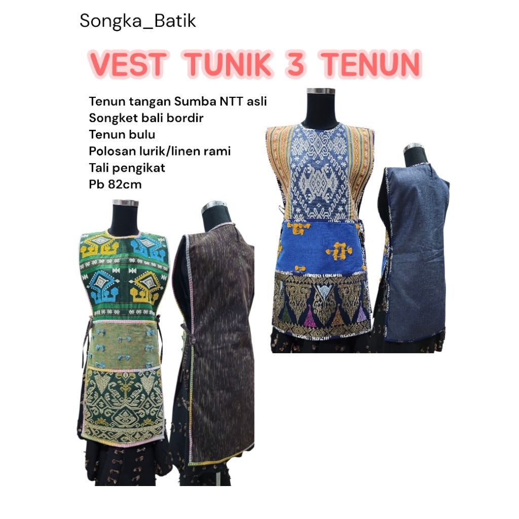 VEST TUNIK TENUN SUMBA NTT ROMPI WANITA UNIK SONGKET BALI