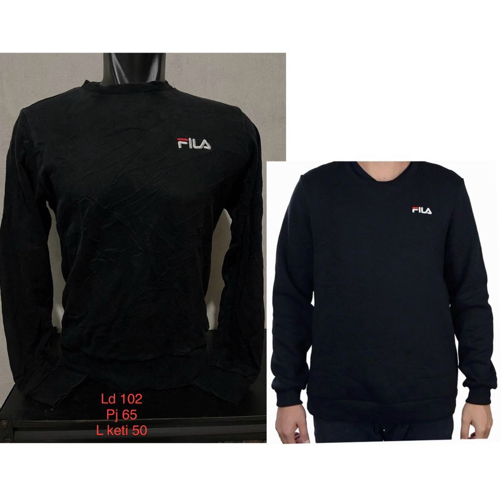 Fila crewneck reguler fit cn pria warna hitam size S