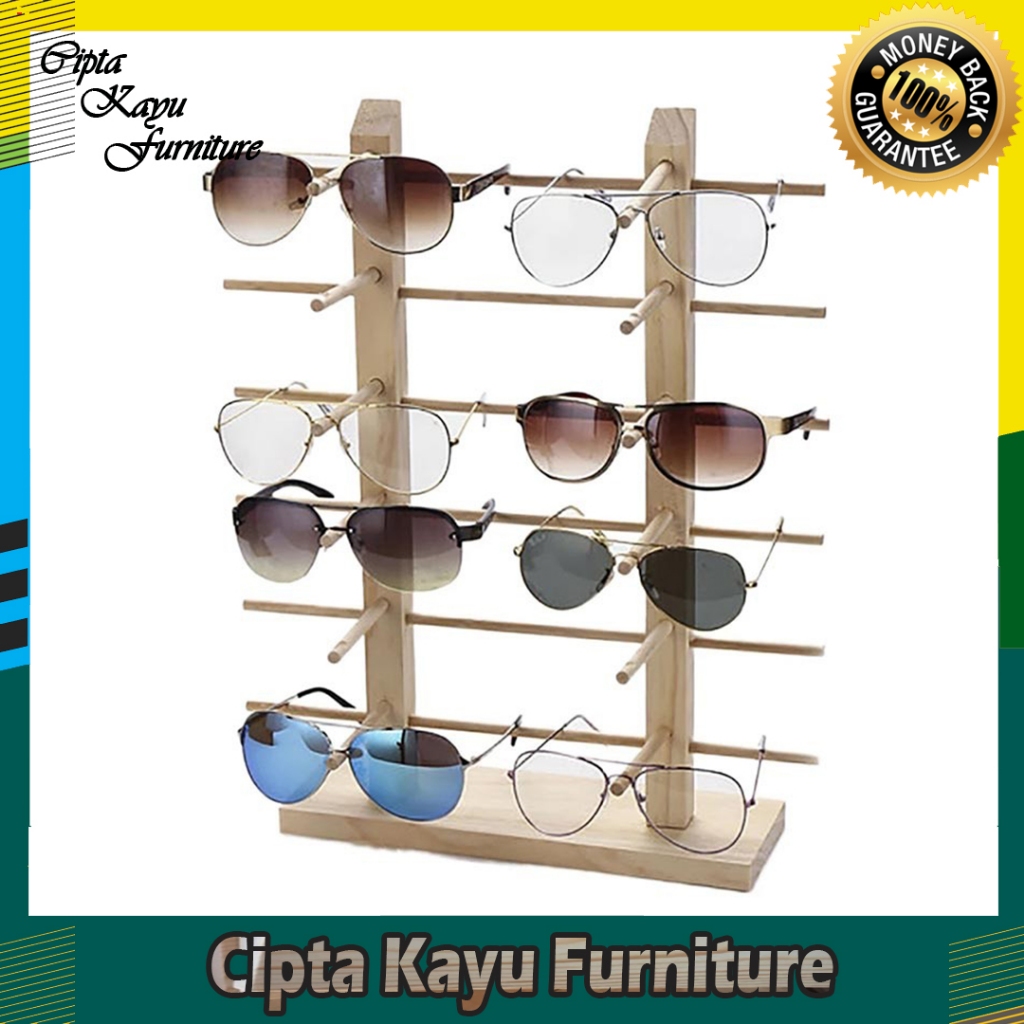 Rak Kacamata 6 Susun Tempat Display Toko Kacamata Tempat Kacamata dari Kayu Dekor Rak Display Kacama
