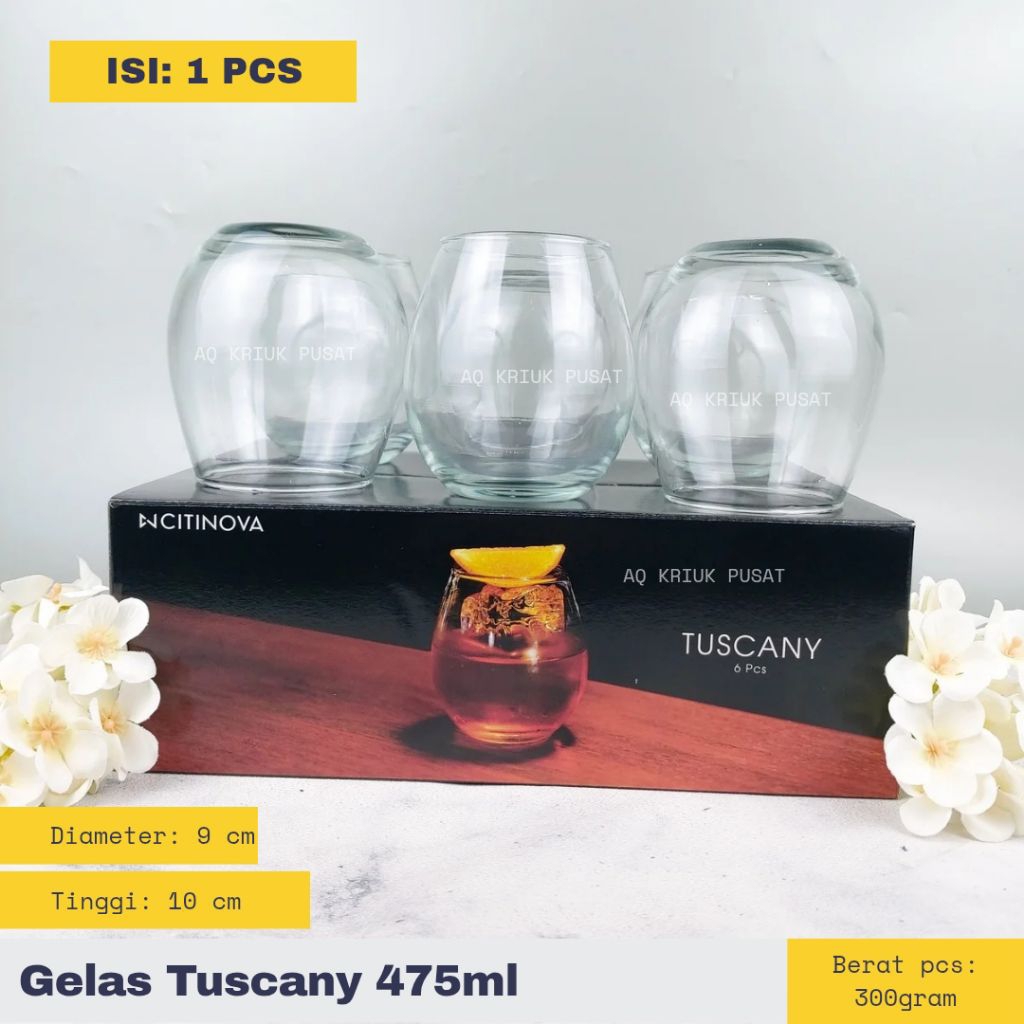 (WAJIB NAMBAH BUBBLE WRAP) GELAS TUSCANY BOX ASLI / GELAS KACA / GELAS CITINOVA / GELAS MINUM / SOUV