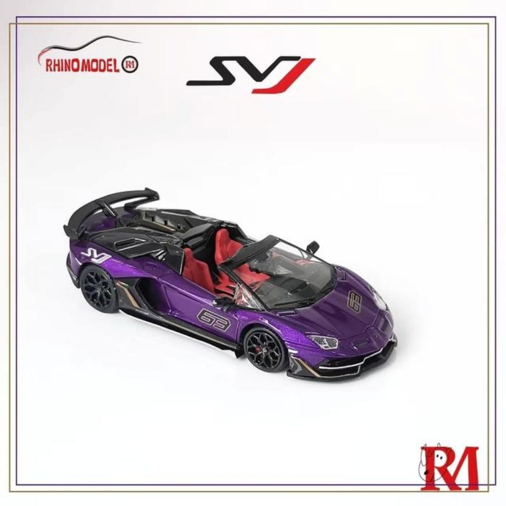 Rhino Model Lamborghini Aventador SVJ Roadster Convertible Purple
