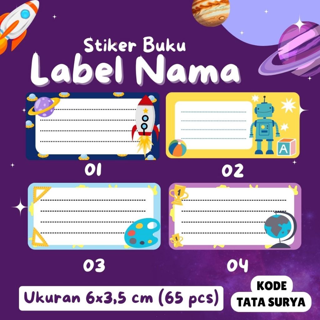 

STIKER LABEL BUKU ISI 65 PCS / LABEL BUKU / LABEL NAMA / STIKER NAMA / STIKER LABEL