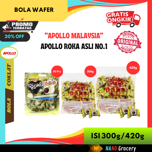 

Apollo Roka Wafer Ball Coklat | Nutty Chocolate Wafer Bola 300g/420g