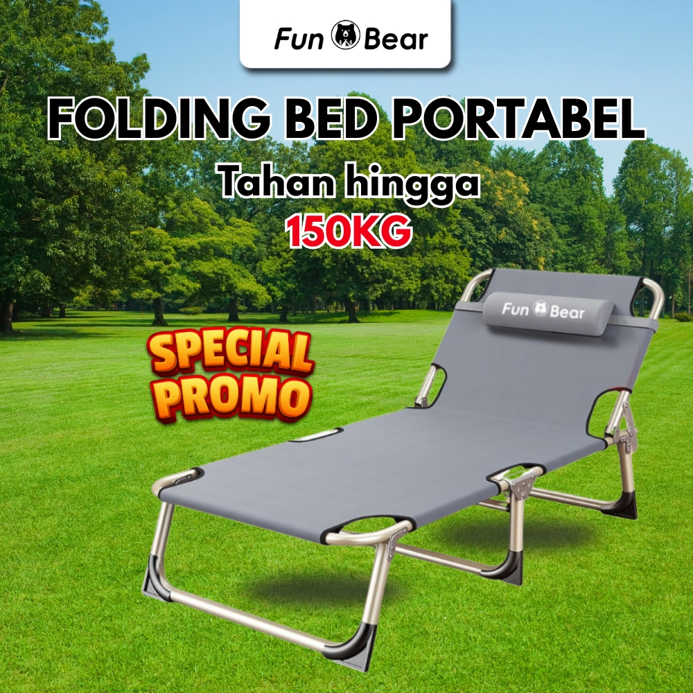 Funbear Kursi Lipat Santai Tempat Tidur Lipat Kursi Lipat Panjang Kasur Portable Kursi Lipat Tidur S