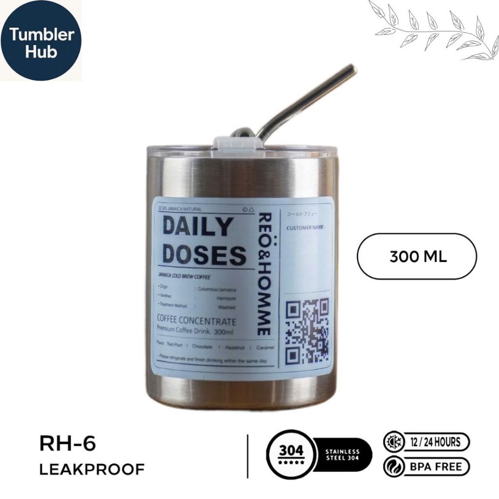 Orinoco Mug Coffe With Straw RH-6 Gelas Mug Leakproof 300ml Hot & Cold