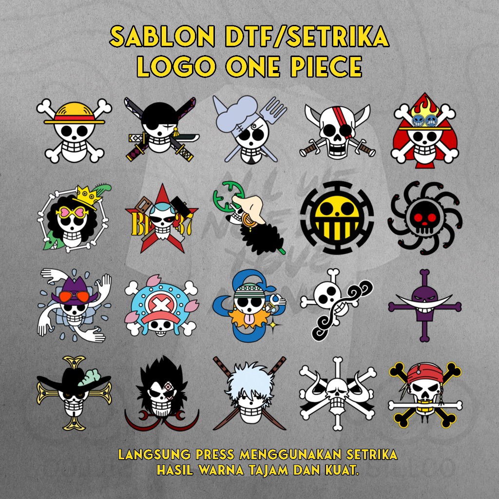 Sablon Setrika DTF Icon Anime One Piece - Sablon Logo Bajak Laut One Piece