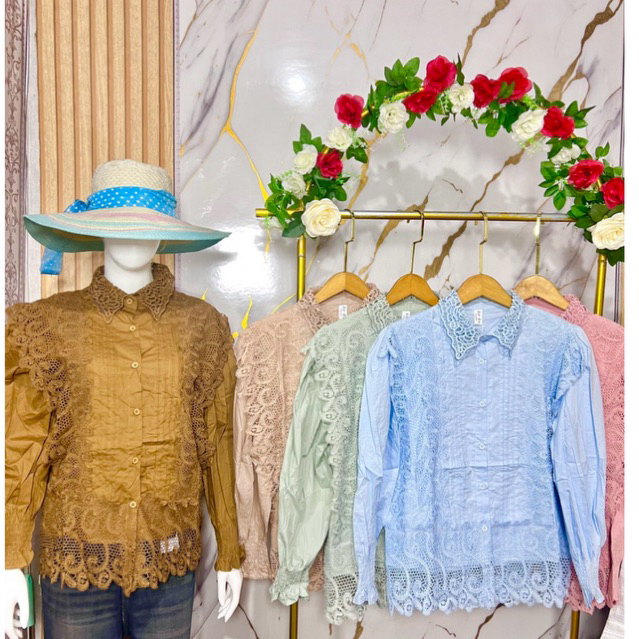 Blouse atasan wanita bahan katun mix renda import