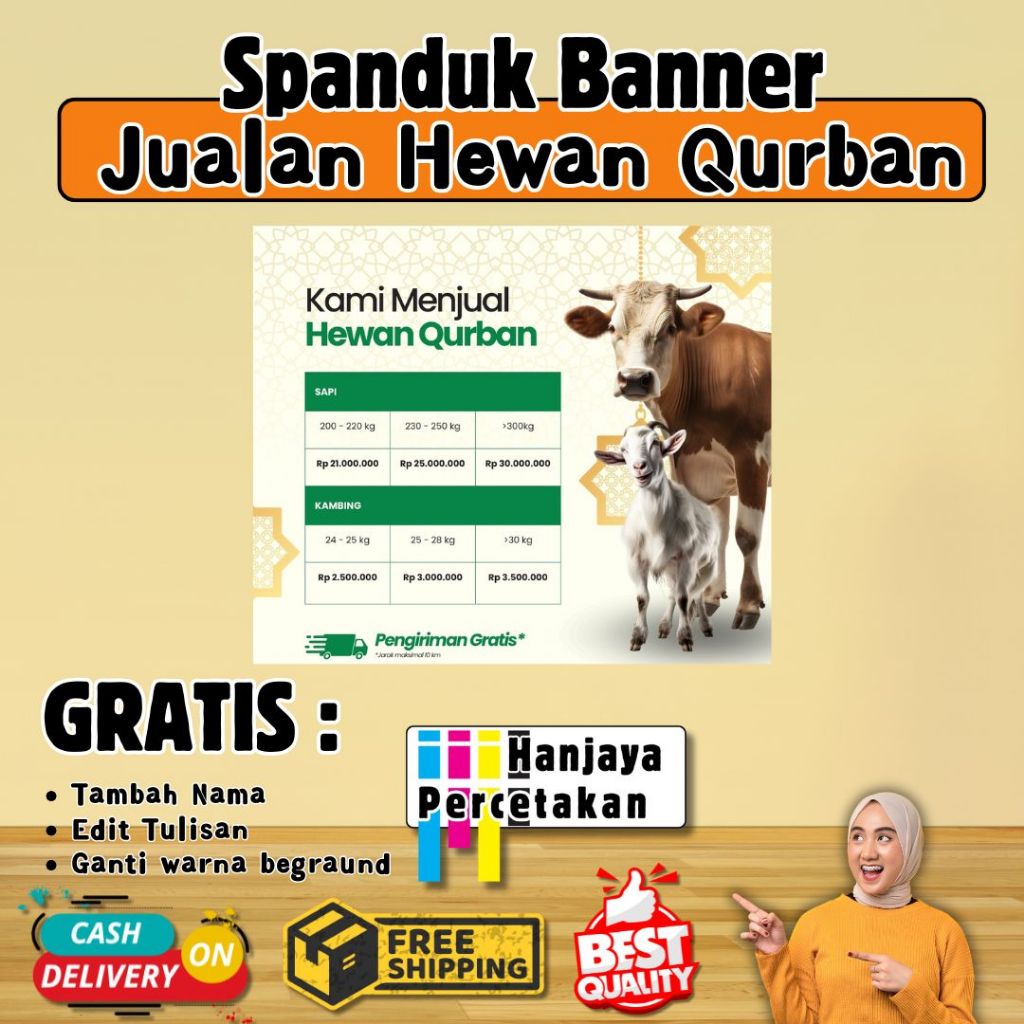 TERMURAH - SPANDUK JUALAN KAMBING, SAPI | BANNER JUALAN HEWAN QURBAN