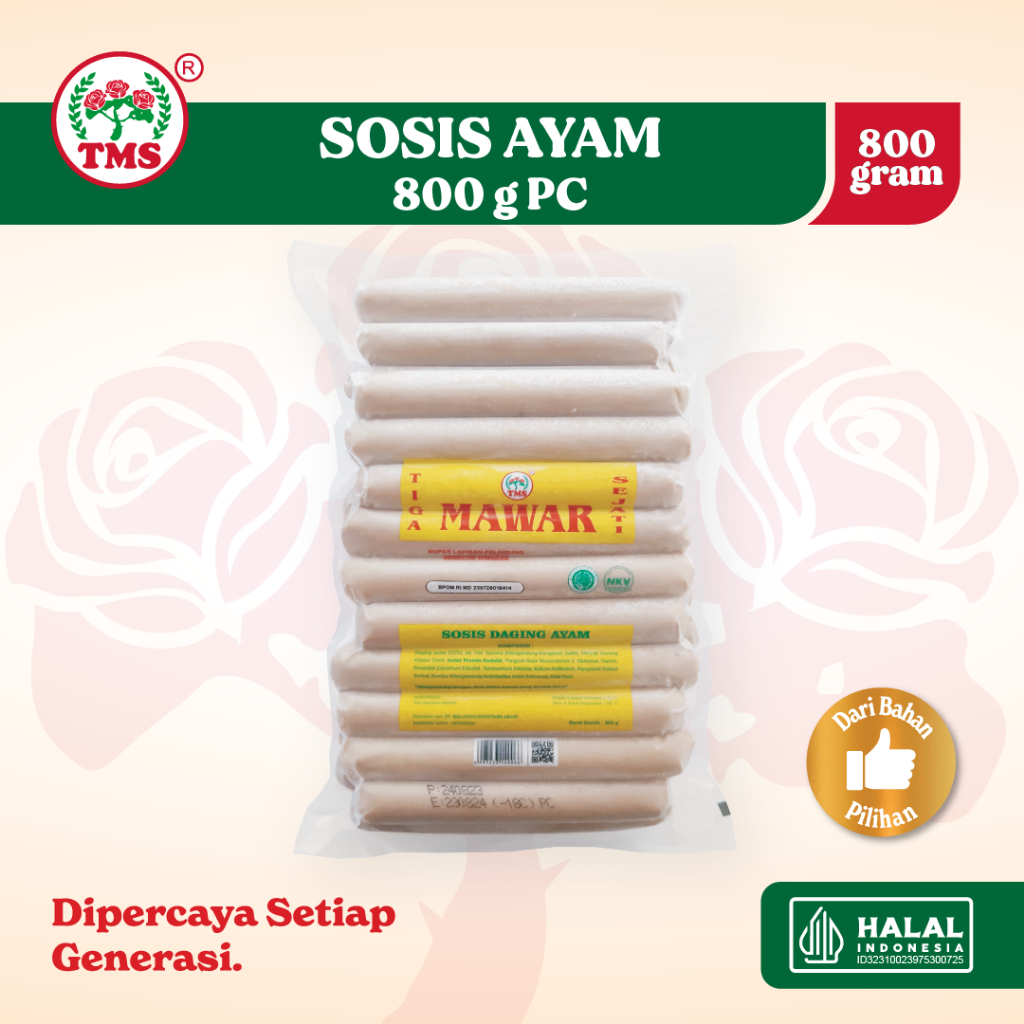 

MAWAR Sosis Ayam 800gr PC Halal | Frozen Food Isi Banyak, Hemat & Praktis