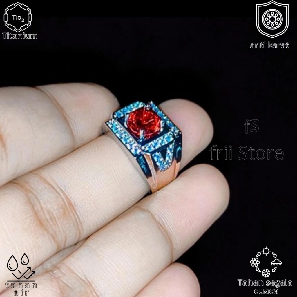 MURAH Cincin Batu Akik Pria Dewasa Titanium Batu Permata Cincin Maskulin Model Terbaru