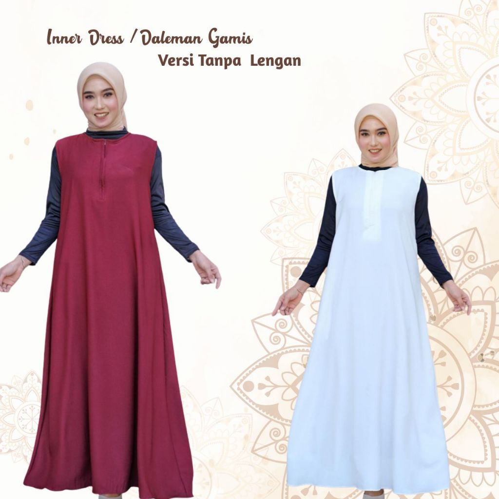 Baju Gamis Panjang Tanpa Lengan Inner Dress Long Dress Ukuran Dewasa  Bahan Shakilla