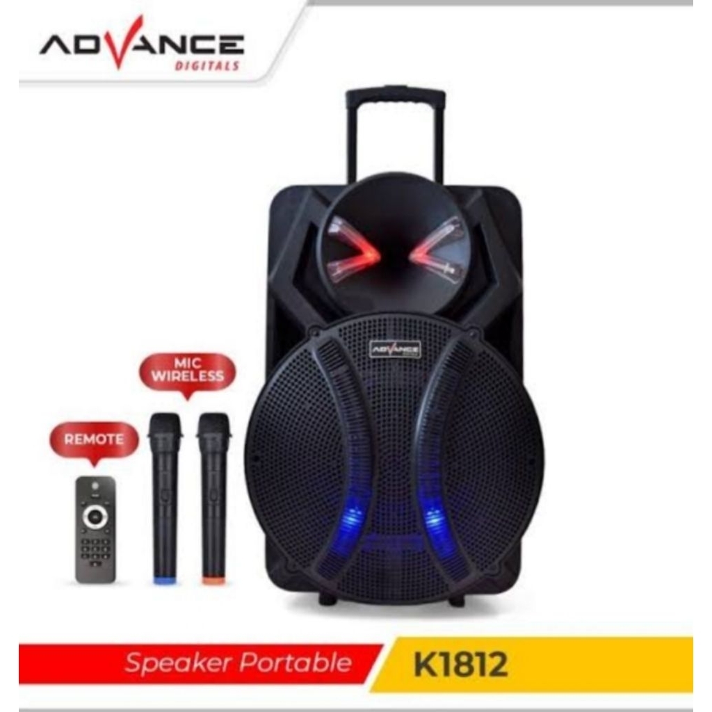 Speaker bluetooth portable Advance k1812 - 18 inc , 2 mic wireless, extra bass