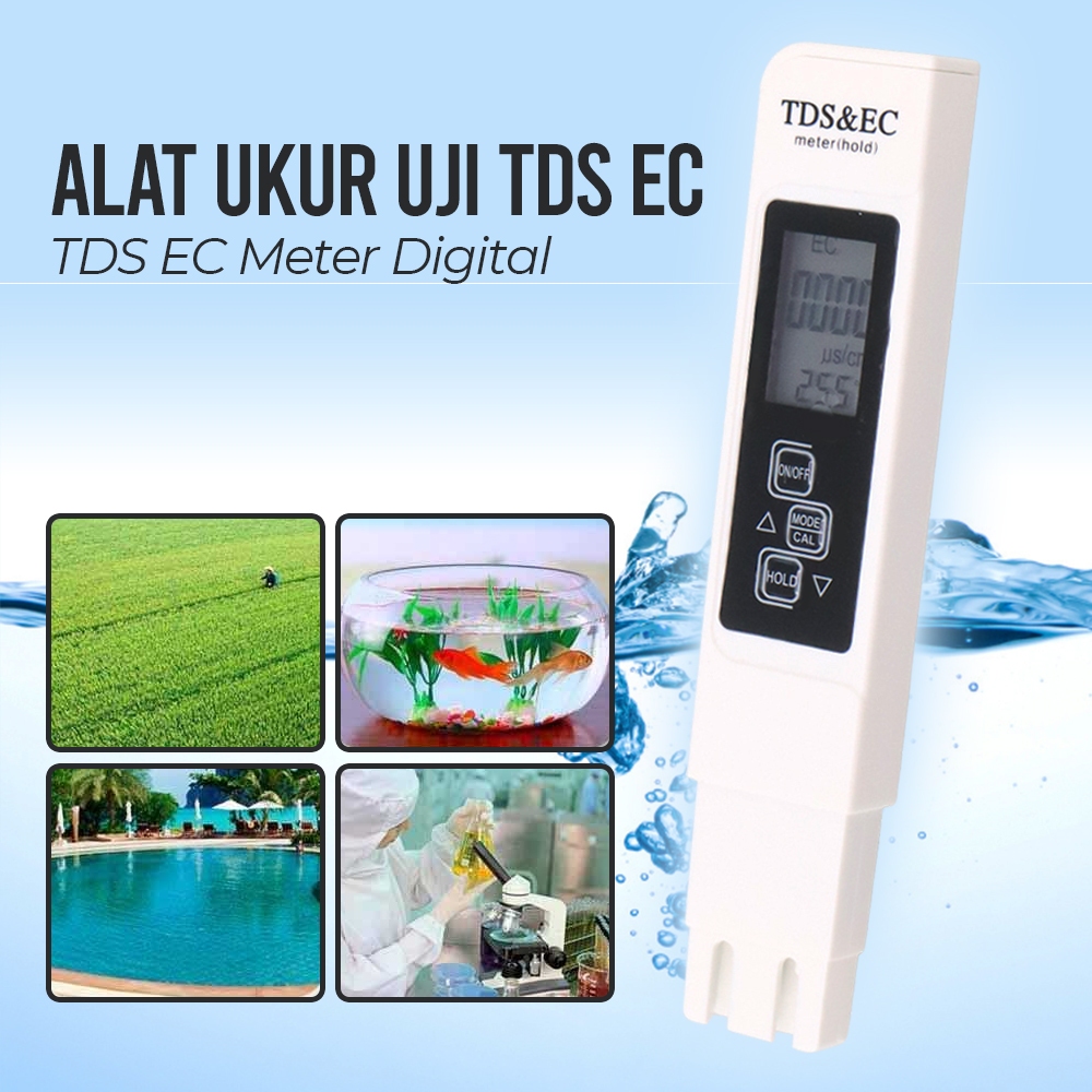 TDS EC Meter Alat Ukur Kualitas Air Minum Hidroponik Kolam Aquarium Ikan Digital Deteksi Cpat Akurat