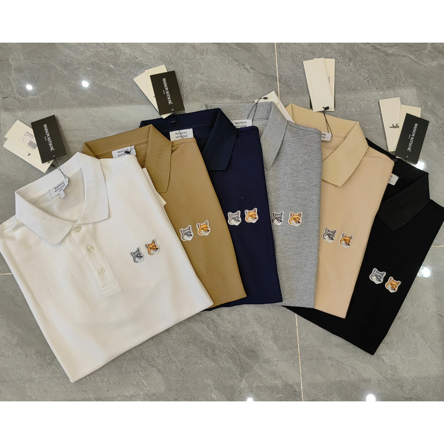 6601# Maison Kitsune Double Fox Polo Shirt Lengan Pendek Baru