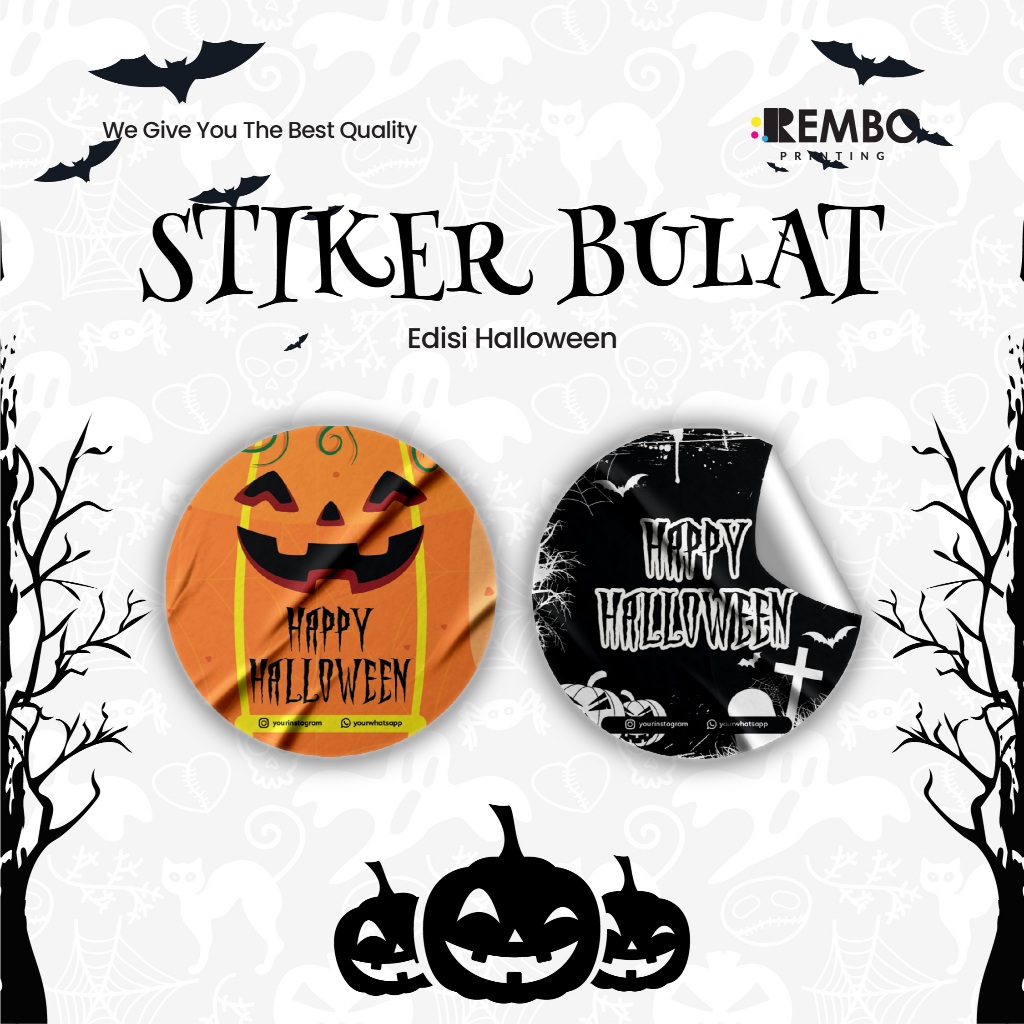 Sticker Bulat Vinyl Edisi Halloween Hampers / Stiker Segel Box / Packaging / Toples Makanan /Label P