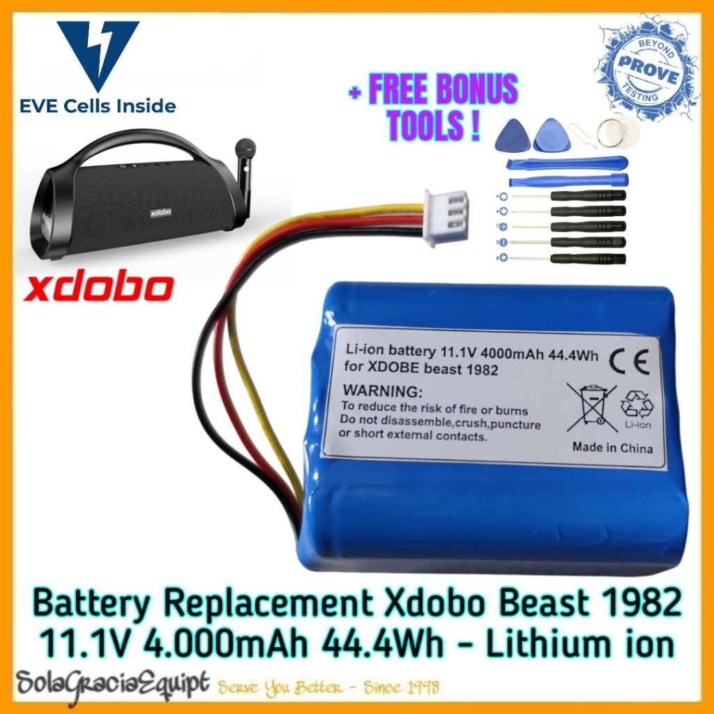 Batre / Baterai / Battery Replacement Xdobo Beast 1982 Bluetooth Speaker - 11.1V 4.000mAh 44.4Wh