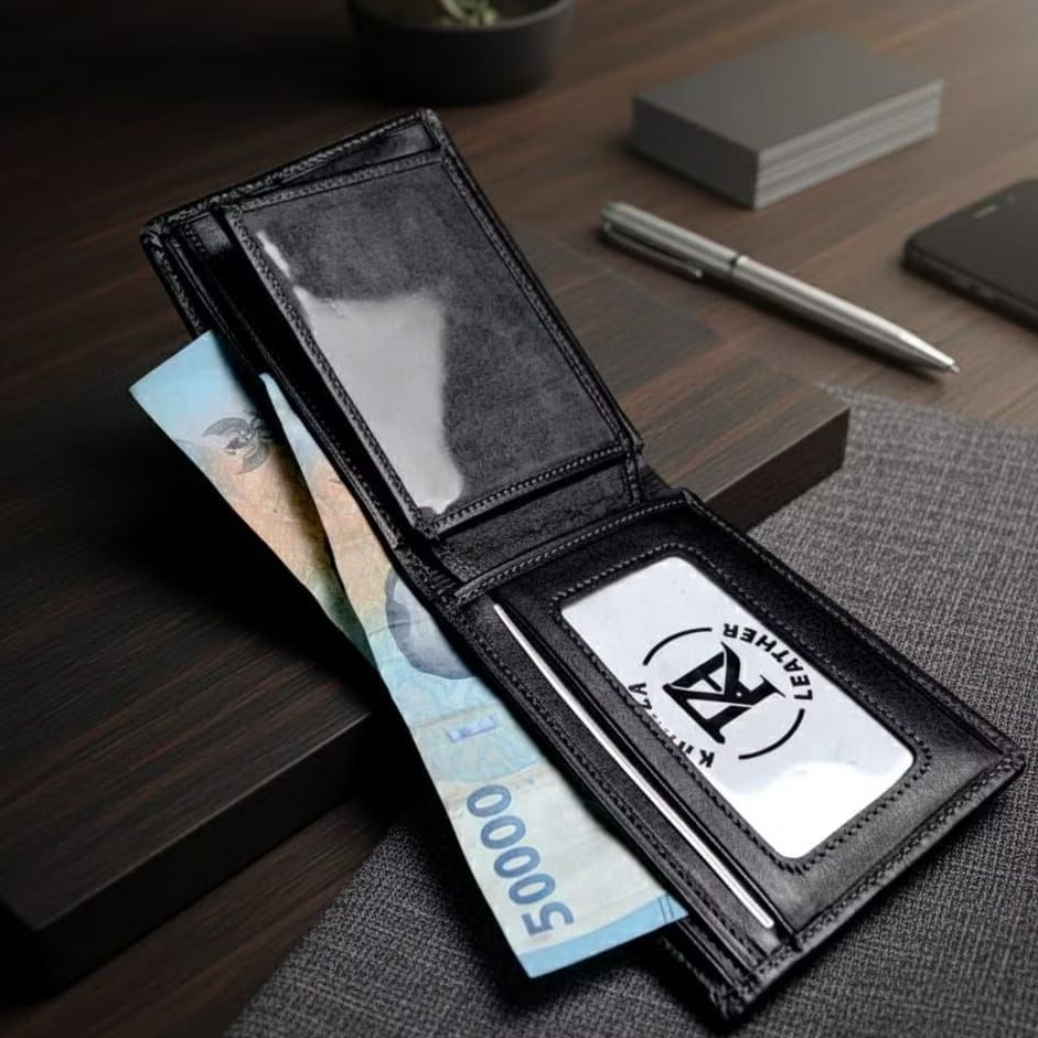 khanza.leather - Dompet Lipat Mini Pria Kulit Asli DGmini TERBARU   Model Dompet Kartu Pendek Simple