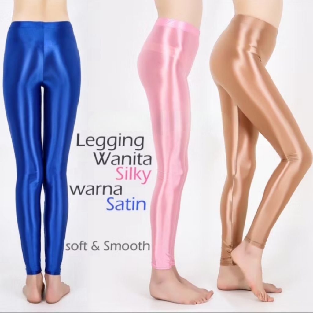 Legging Spandex Satin Lycra Silk Super Shiny Mengkilap Seperti Leohex Limited