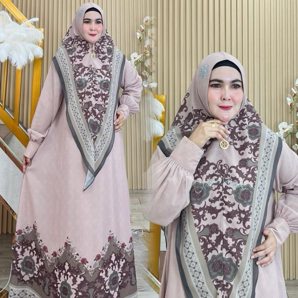 [COD] Kania Set Syari Printing Full Ceruti Printing Premium | Charissa Syari BungaStore.Jkt | Gamis 