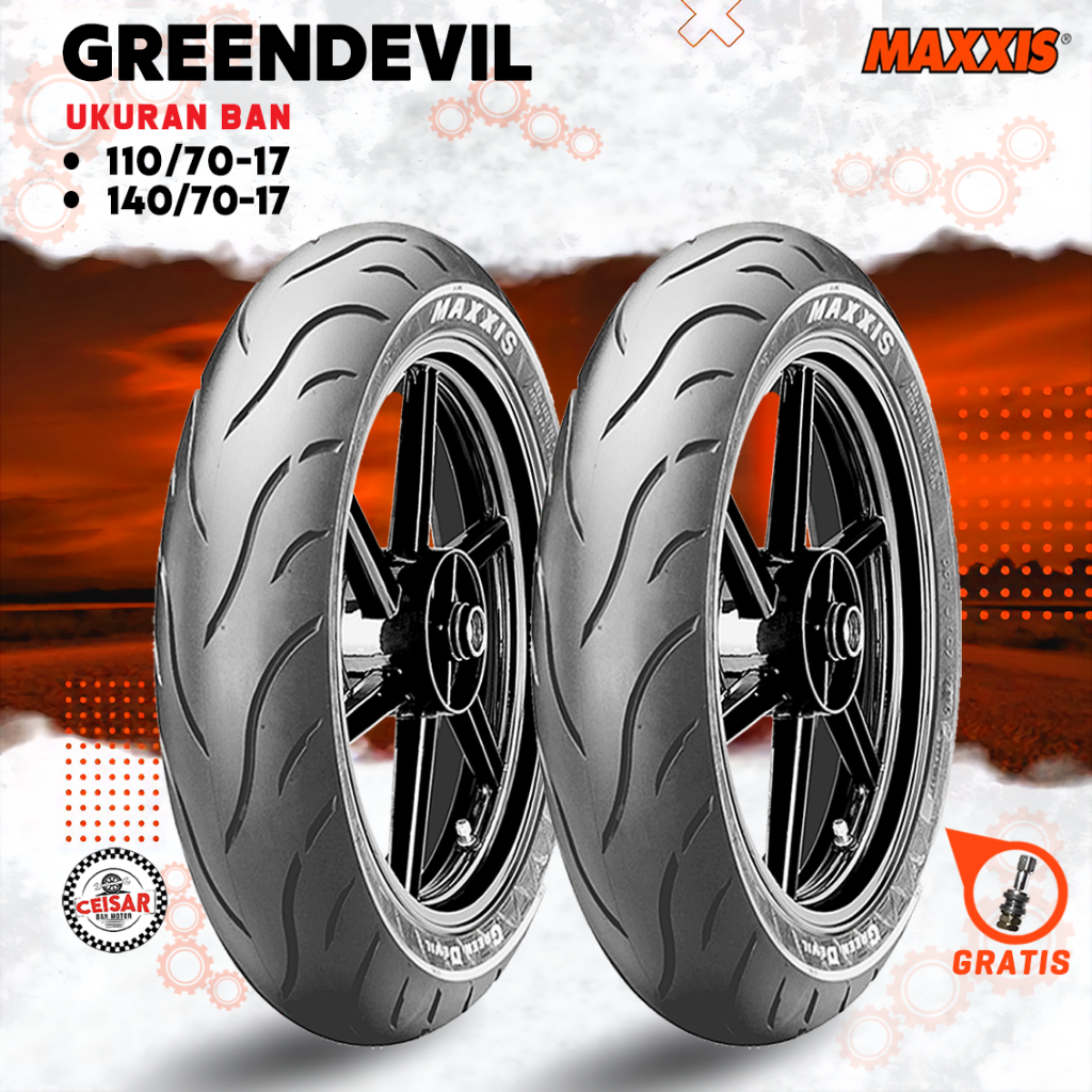 [SEPASANG MURAH] Ban Motor SPORT SUPERMOTO MAXXIS GREENDEVIL 110/70-17 + 140/70-17 Tubeless