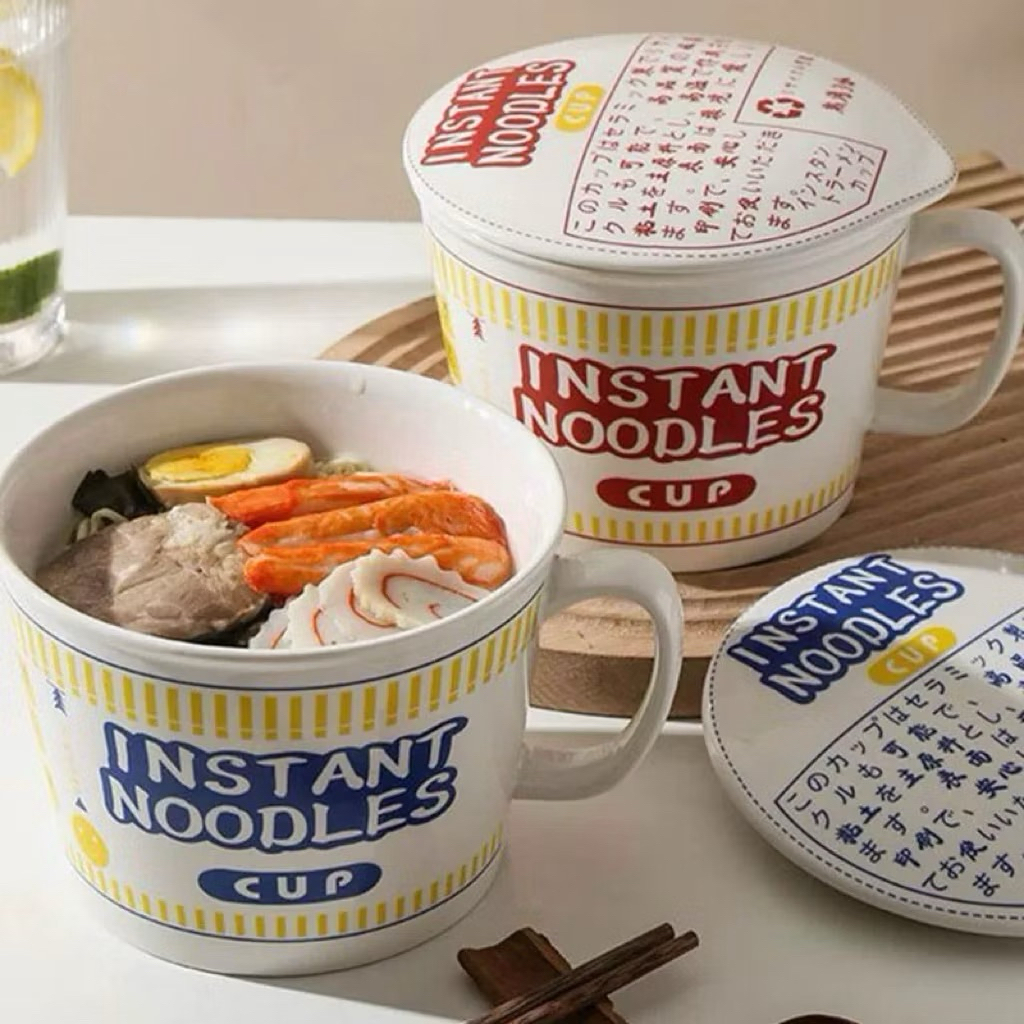 Mangkuk Keramik Cup Noodle dengan Tutup