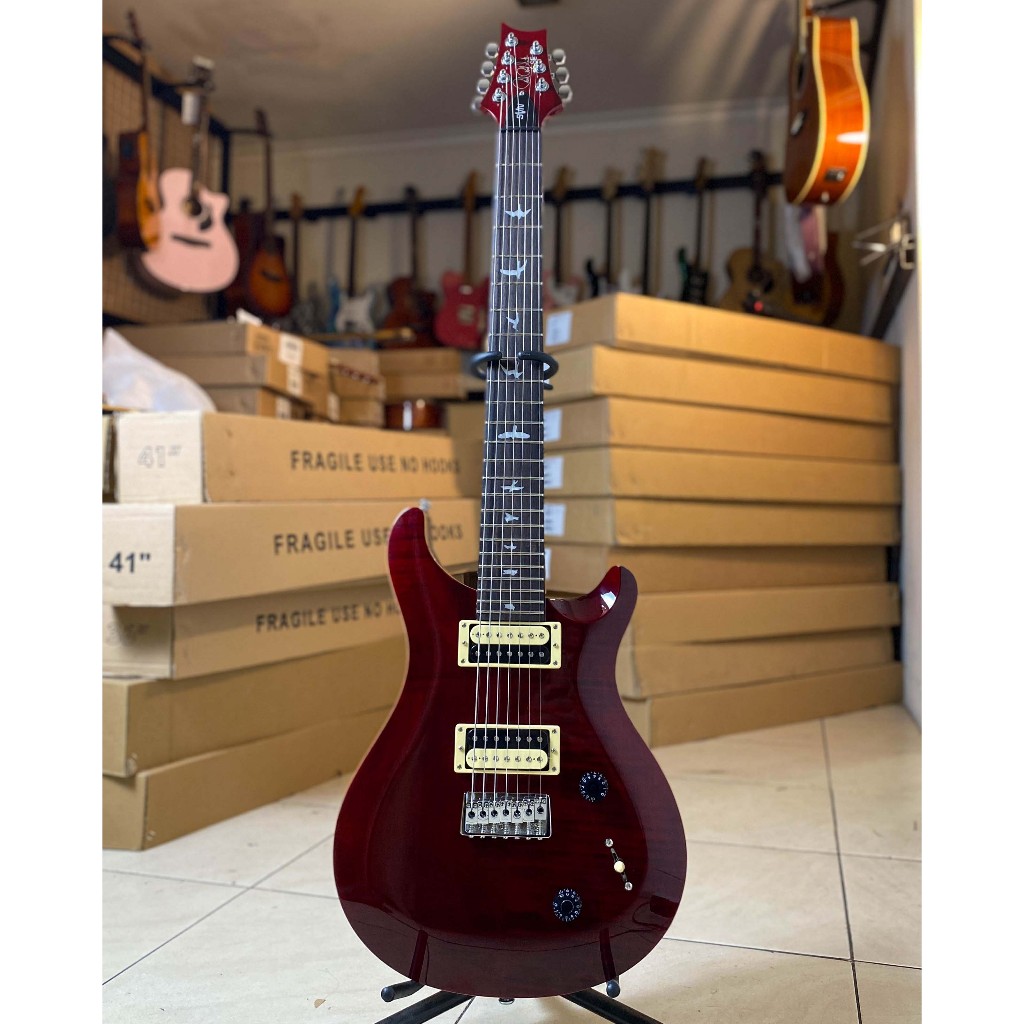 PRS SE SVN 7 String 2018 Black In Cherry  Made In Korea +gigbag