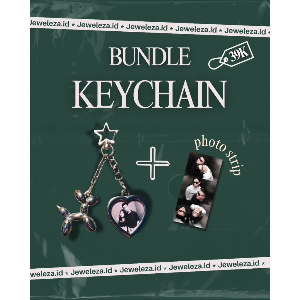 jeweleza.id | Bundle Keychain + Photo Strip | Keychain Couple | Gantungan Kunci Besi Foto Custom | C