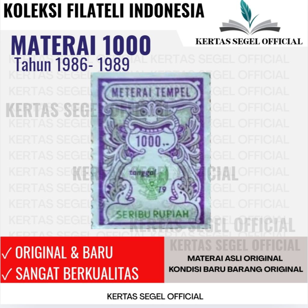 MATERAI 1000 TAHUN 1986 1987 1988 1989 ORIGINAL