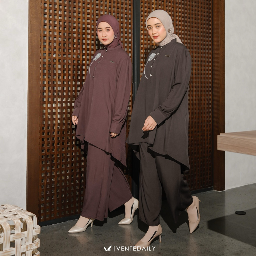 Lucia Set by Vente Daily - setelan oneset atasan tunik celana kulot busui friendly