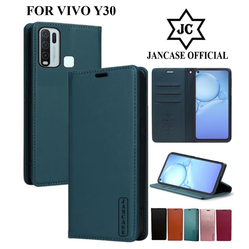 flip case wallet VIVO Y30 kulit premium bisa buka tutup dan standing