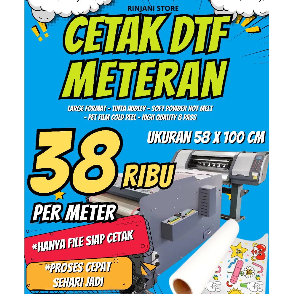 CETAK DTF METERAN | CETAK SABLON SETRIKA | SABLON DTF SETRIKA