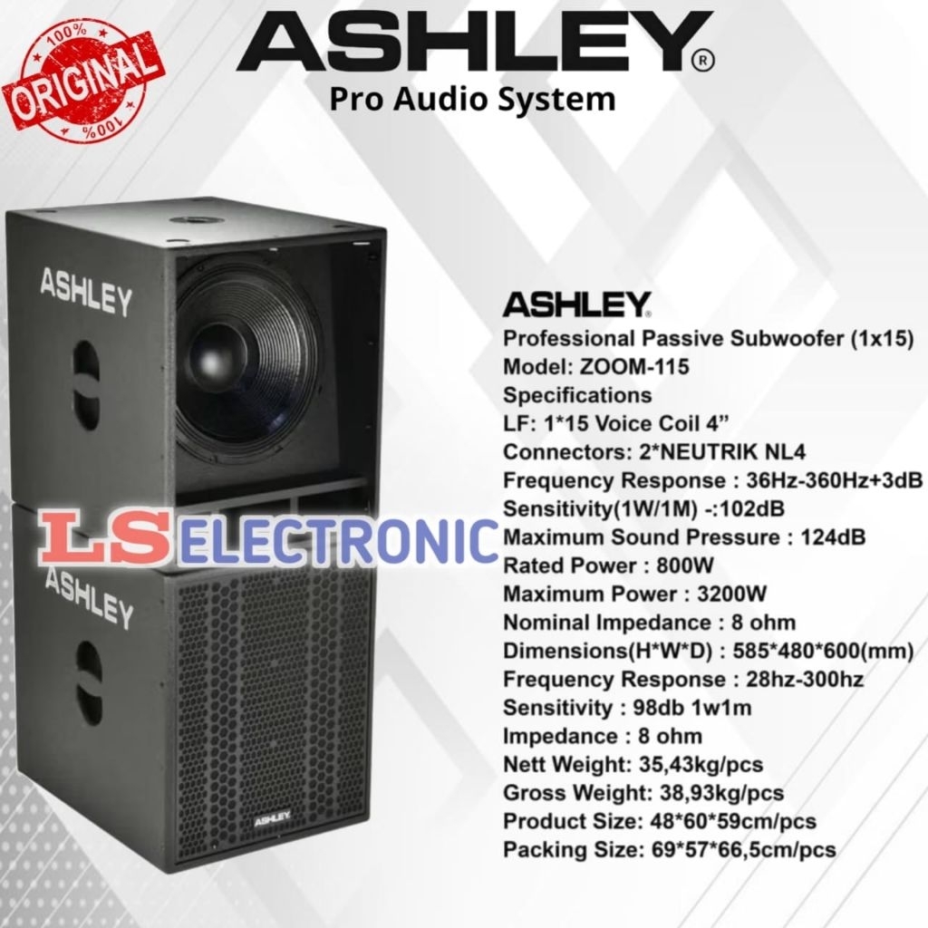 Subwoofer Pasif Ashley Zoom 115 Original Passive Sub 15 Inch Zoom115